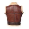 Men's Brown Shearling Leather Vest - Image 3