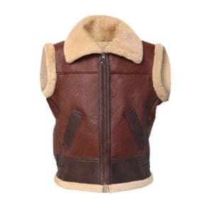 Men's Brown Shearling Leather Vest