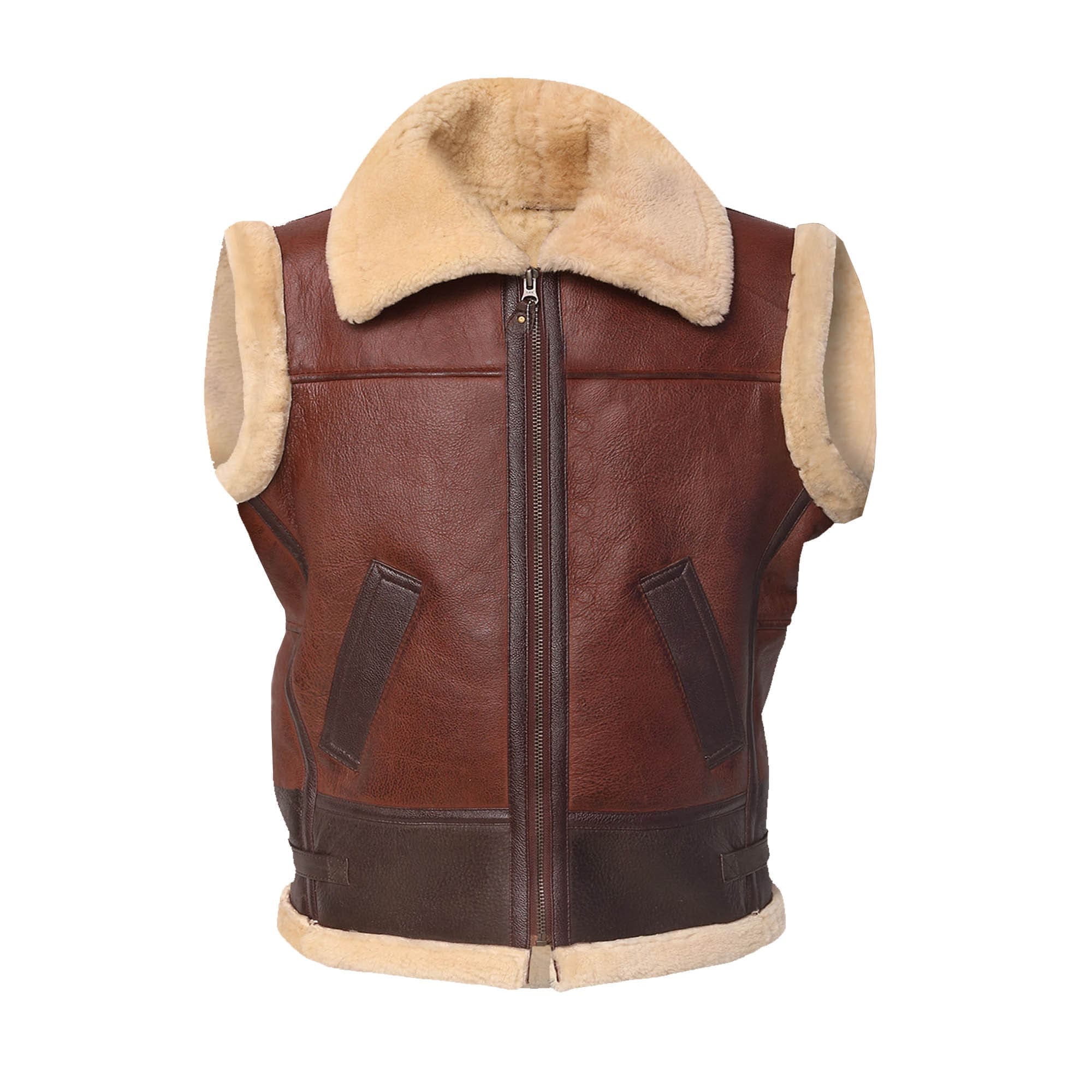 Men's brown shearling leather vest Men's brown shearling leather vest