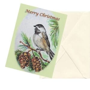 Merry christmas winter chickadee watercolor art