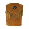 Native American Western Cowboy Suede Leather Fringe Waistcoat - Image 3