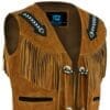 Native American Western Cowboy Suede Leather Fringe Waistcoat - Image 2