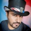 Patriotic Biker Black Leather Short Top Hat - Image 8