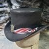 Patriotic Biker Black Leather Short Top Hat - Image 2