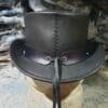 Patriotic Biker Black Leather Short Top Hat - Image 6