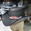 Patriotic Eagle Black Leather Cowboy Hat - Image 2