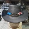 Patriotic Eagle Black Leather Cowboy Hat - Image 3