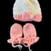 Crochet 2 Piece Baby Set Hat and Mittens