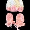 Crochet 2 Piece Baby Set Hat and Mittens Size Newborn - Image 2