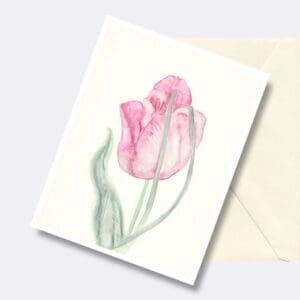 Pink Blush Tulip Floral Art Greeting Card