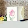 Pink Blush Tulip Floral Art Greeting Card - Image 2