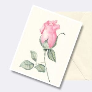 Pink Rose Bud Floral Art Greeting Card