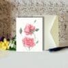 Pink Roses Floral Art Greeting Card - Image 2
