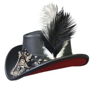 Pirate black leather hat
