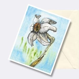 Poet Song Daffodil Floral Art Greeting Card