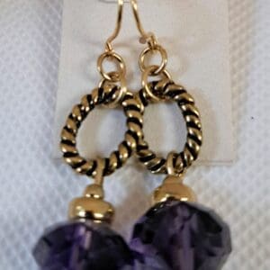 Purple and Gold Crystal Earrings