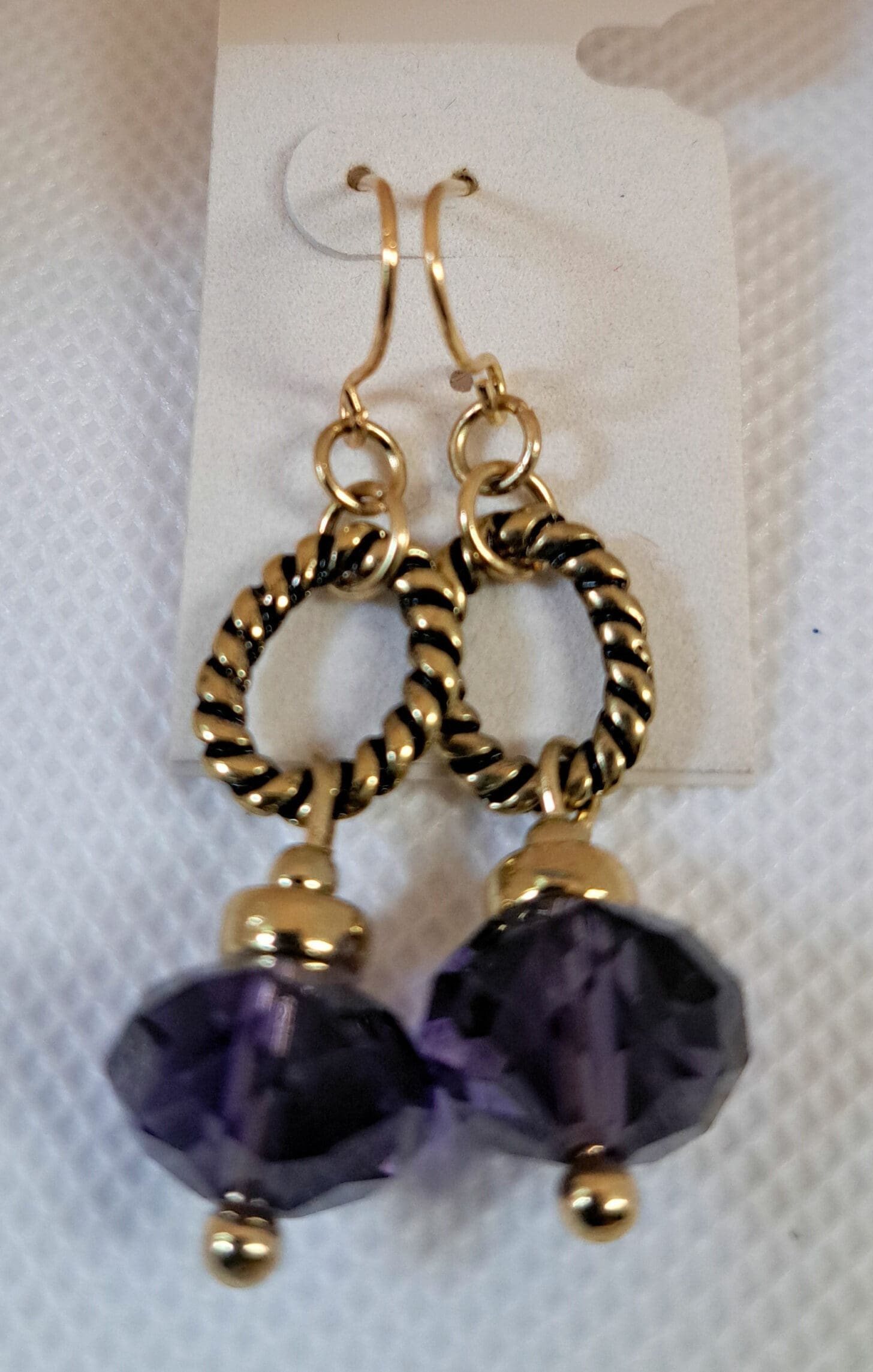 Elegant purple and gold crystal earrings Purple and gold crystal earrings