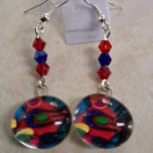 Rainbow Crystal Glass Dangle Earrings