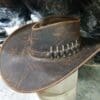 Ranch Cowboy Crazy Horse Leather Hat - Image 2