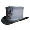 Gothic Red Eye Skull Gold Edition Mens Leather Top Hat - Image 8