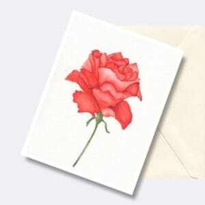 Red Rose Floral Art Greeting Card