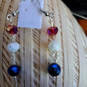 Red White and Blue Glass Dangle