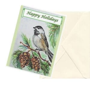 Retro Happy Holidays Chickadee