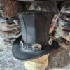 Rock Star Slash Inspired Black Leather Top Hat - Image 2