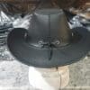 Rodeo King Cowboy Black Leather Hat - Image 6