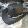 Rodeo King Cowboy Black Leather Hat - Image 2