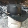 Rodeo King Cowboy Black Leather Hat - Image 5