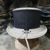 Sensational Steampunk Victorian White Leather Top Hat - Image 6