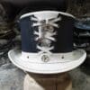 Sensational Steampunk Victorian White Leather Top Hat - Image 3