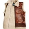 Men's Brown Shearling Leather Vest - Image 5