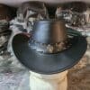 Shield Rivet Band Black Leather Cowboy Hat - Image 3