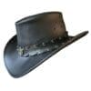 Shield Rivet Band Black Leather Cowboy Hat