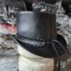 Silver Winged Skull Eldorado Black Leather Top Hat - Image 5