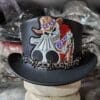 Skull Cowboy Black Leather Top Hat - Image 4