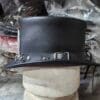 Skull Cowboy Black Leather Top Hat - Image 5