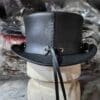 Skull Cowboy Black Leather Top Hat - Image 7