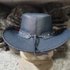 Skull Cross Band Navy Leather Cowboy Hat - Image 6