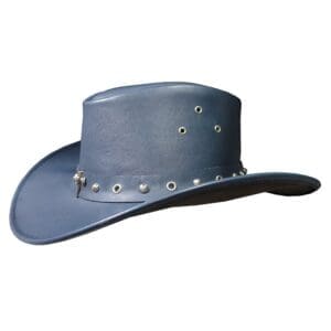Skull cross band navy leather cowboy hat