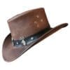 Stag Hunter's Brown Leather Cowboy Hat