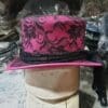 Steampunk Black Crusty Band Pink Leather Ladies Top Hat - Image 4