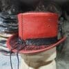 Steampunk Black Crusty Band Red Leather Top Hat - Image 5