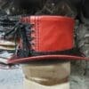 Steampunk Black Crusty Band Red Leather Top Hat - Image 4