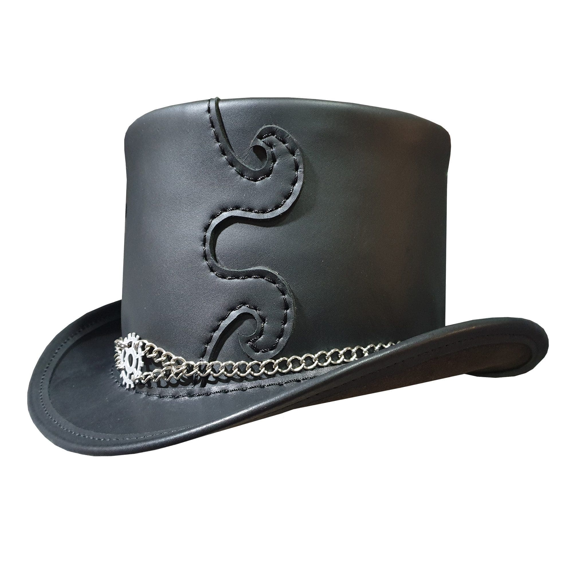 Steampunk clock gear leather top hat Steampunk clock gear leather top hat