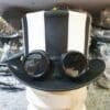 Steampunk Gothic Striped Leather Top Hat - Image 3