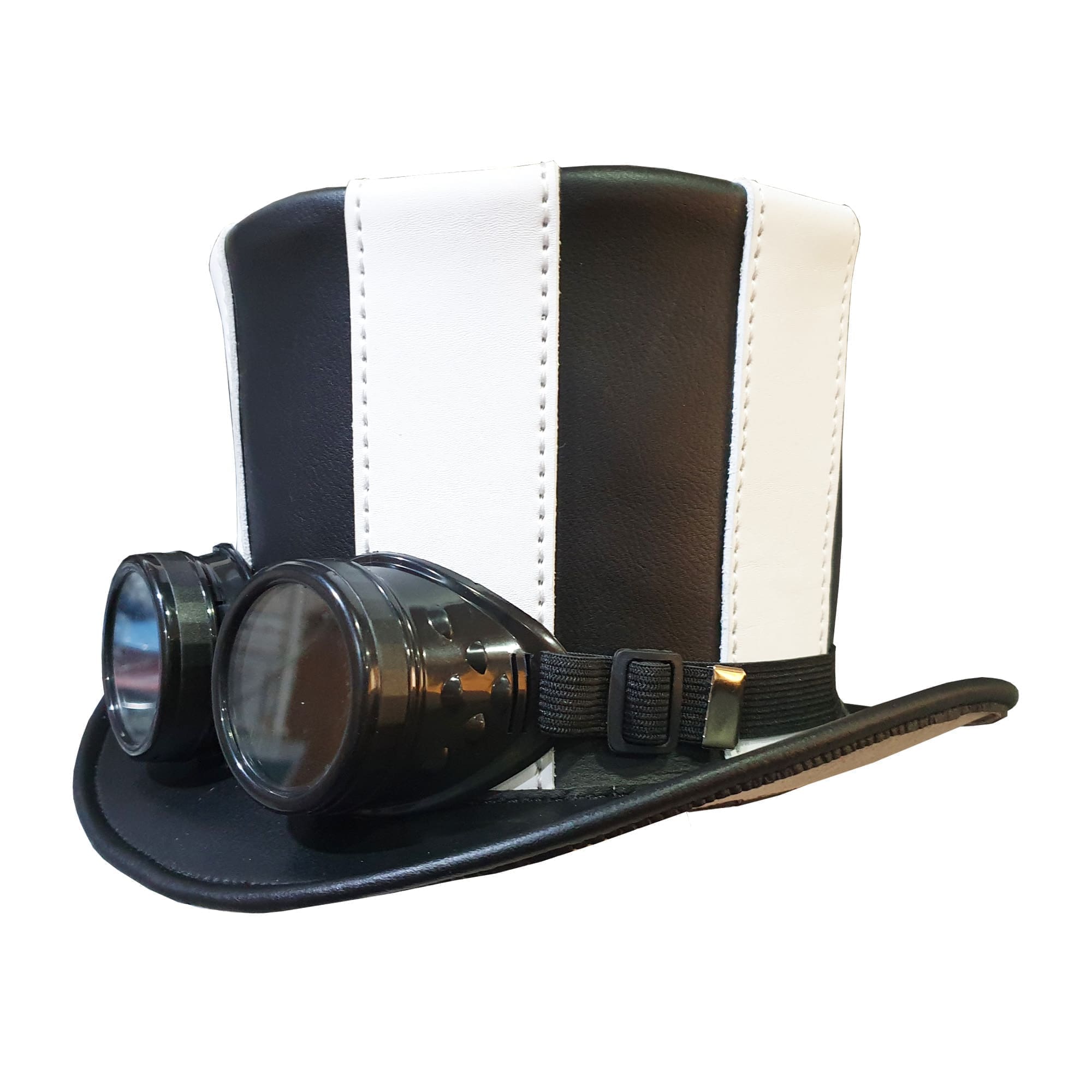 Steampunk gothic striped leather top hat Steampunk gothic striped leather top hat