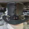 Steampunk Gothic Vintage Corset Leather Top Hat - Image 6